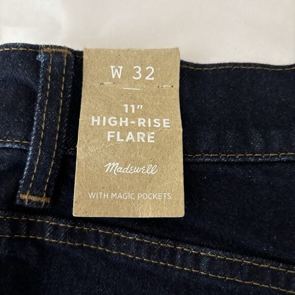 Madewell 11" High Rise Flare Jeans Womens 32 Magic Pockets Denim NWT Dark Wash - Picture 3 of 10